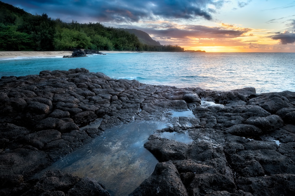 secret beach and lava pools on Kauai