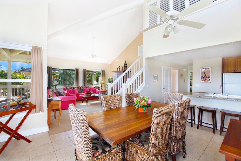 living room of vacation rental in South Shore Kauai