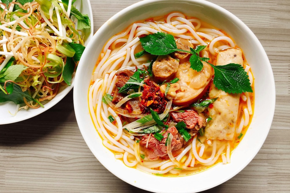 aerial view of bowl of ramen